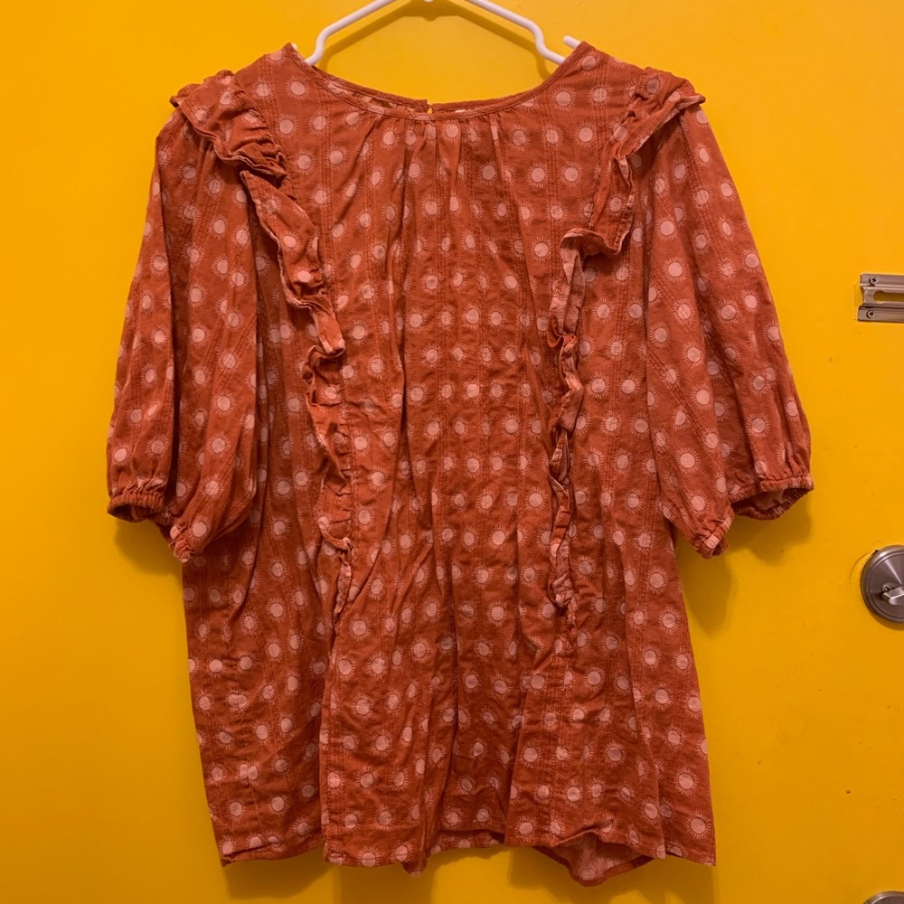 Sun Print Ruffled Top